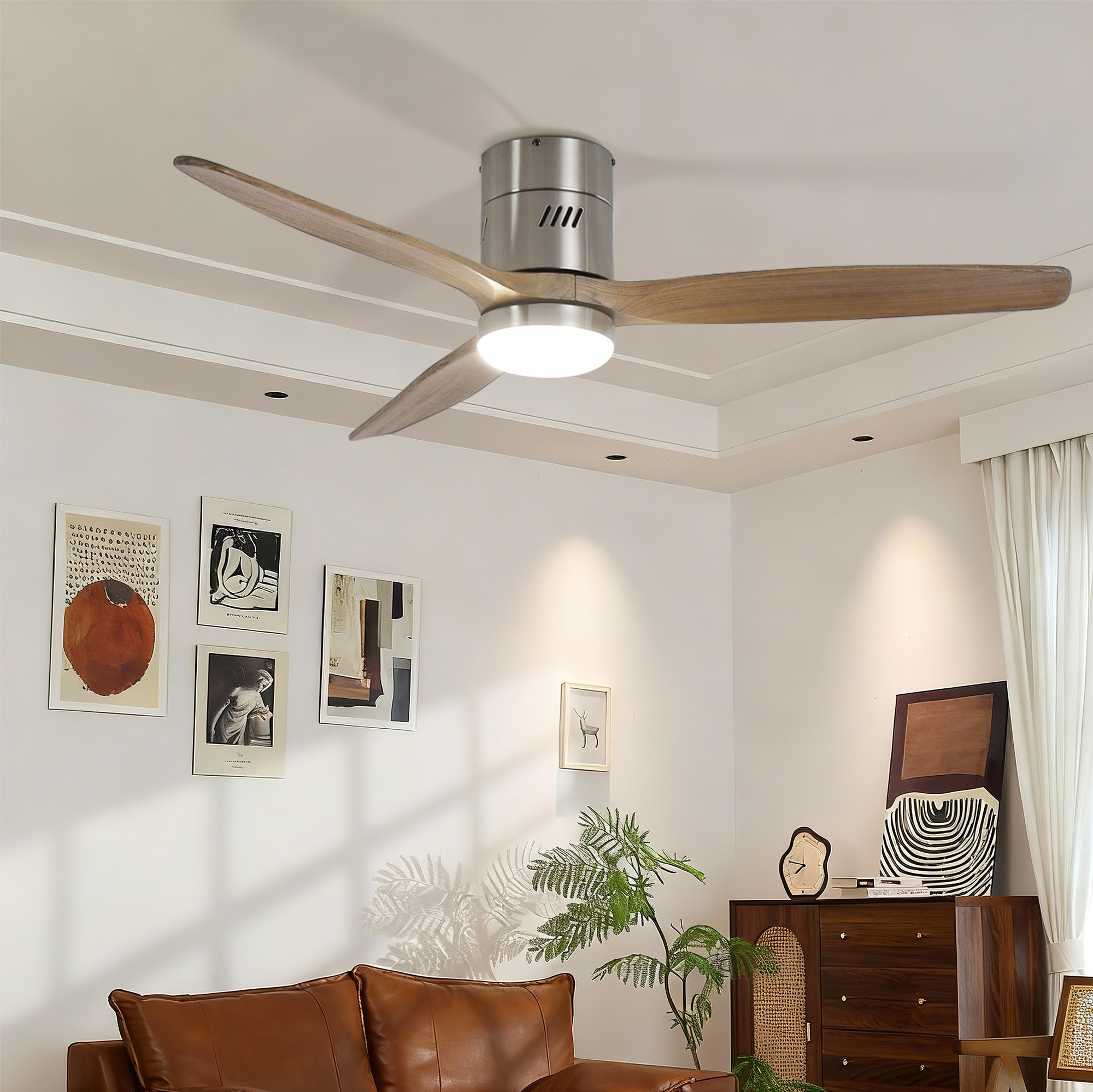Flush Mount Standard Ceiling Fan with Integrated LED